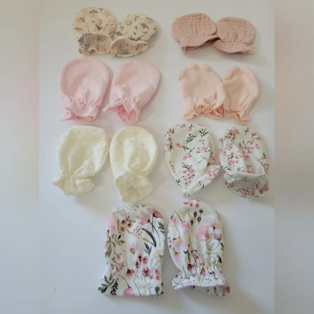 Adorable Infant Mittens Collection - Florals, Pink, Cream, and White